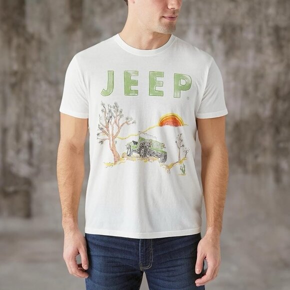 Lucky Brand Jeep Shirt Mens Medium WHITE 1941 Vintage Classic Car - Picture 1 of 11